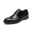 Original Luxury Derby Leather Men Shoes Brogue Lace Up Round Toe Dress Busines Office Casual Wedding Party Leather Shoes For Man
