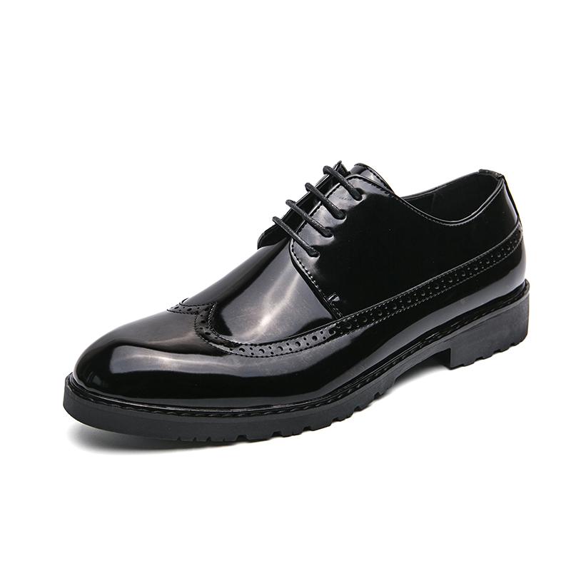Original Luxury Derby Leather Men Shoes Brogue Lace Up Round Toe Dress Busines Office Casual Wedding Party Leather Shoes For Man