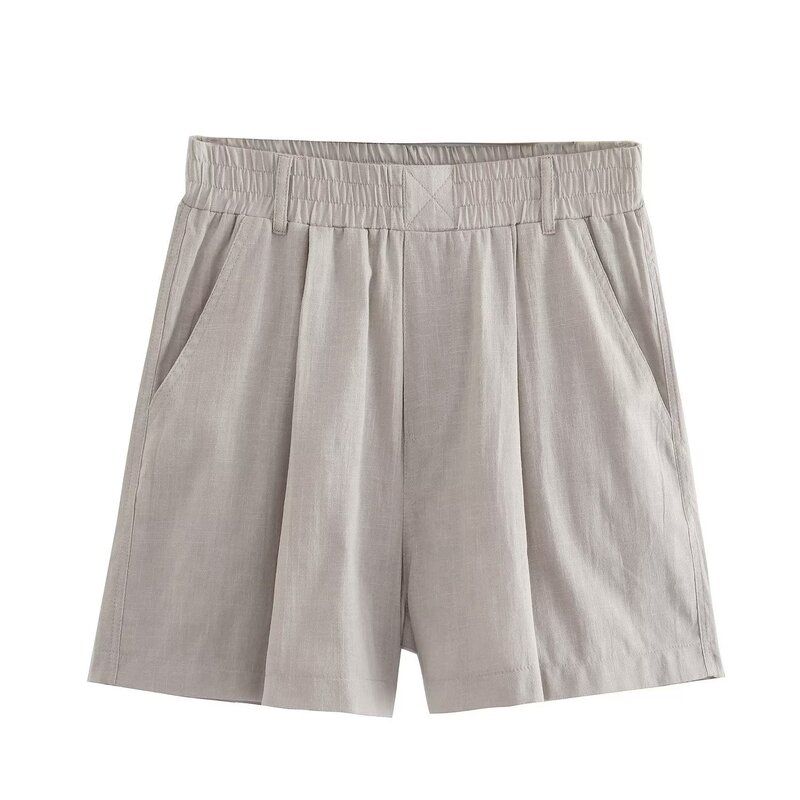 

Fashion Style Summer New Arrival Fashion Trendy Women s Loose Mouth Pocket Decoration Linen Shirt 4877242 251 Gray and white pants XS