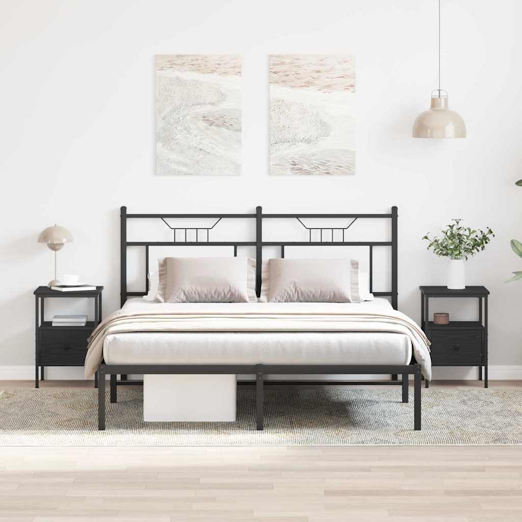 Nightstand 2 Pcs Black Oak Effect 34 X 36 X 50 Cm