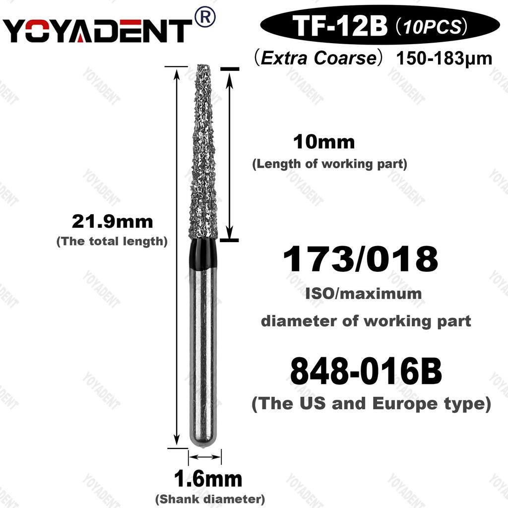 TF Type Extra Coarse Dental Bur Diamond Burs Dentistry Drills Dia.1.6mm For High Speed Turbines Dentist Grinding Tool 10pcs/Pack