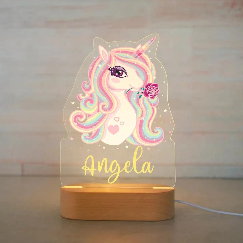 Personalized Animal Night Light - Custom Name Acrylic Lamp for Kids Bedroom Decor Baby Birthday Christmas Gift