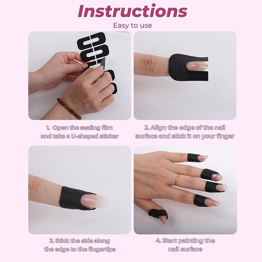 100Pcs U-Shape U-shaped Finger Grip Sticker Stripping Tape Anti-Overflow Tape Manicure Tool