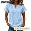 JPNTKY Dámské Módní Ležérní Jednobarevné Potisk Krátký Rukáv V-Výstřih Halenky & Košile