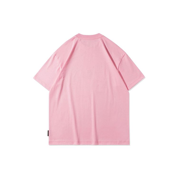 Li-Ning Cartoon Pattern Printed Loose Short Sleeve T-Shirt Unisex Tops Fengxian-Pink AHSR904-1