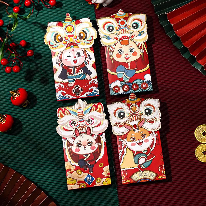 8PCS Chinese Red Envelopes Chinese New Year Rabbit Year Lucky Money Envelopes Red Pockets Spring Festival Hong Bao Envelopes