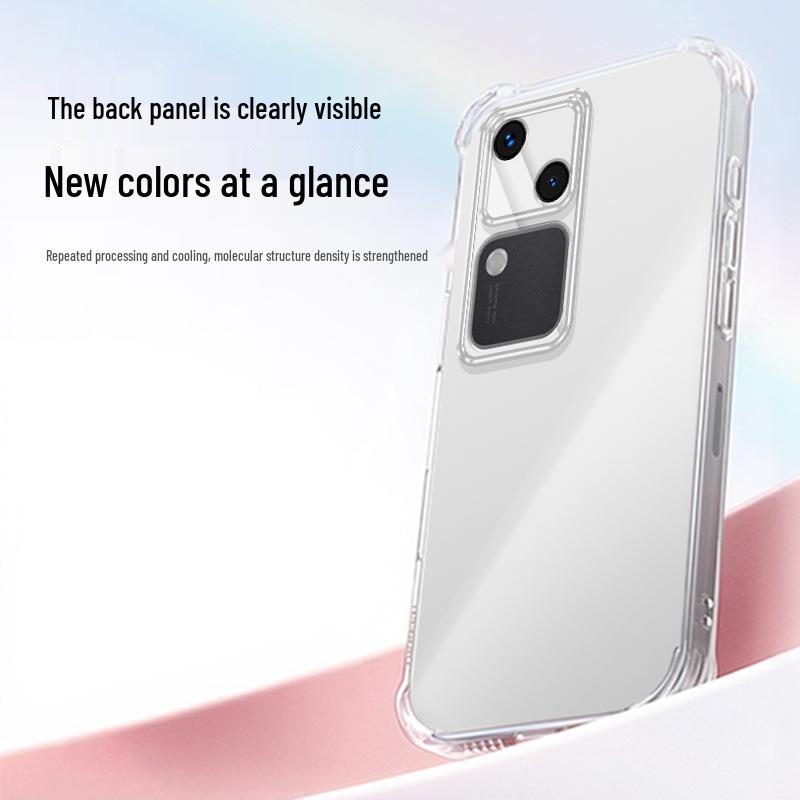 Compatible with Vivo S18 Transparent Phone Case: S18pro/S18e Airbag Four-Corner Drop-Proof TPU with High-Grade Feel.