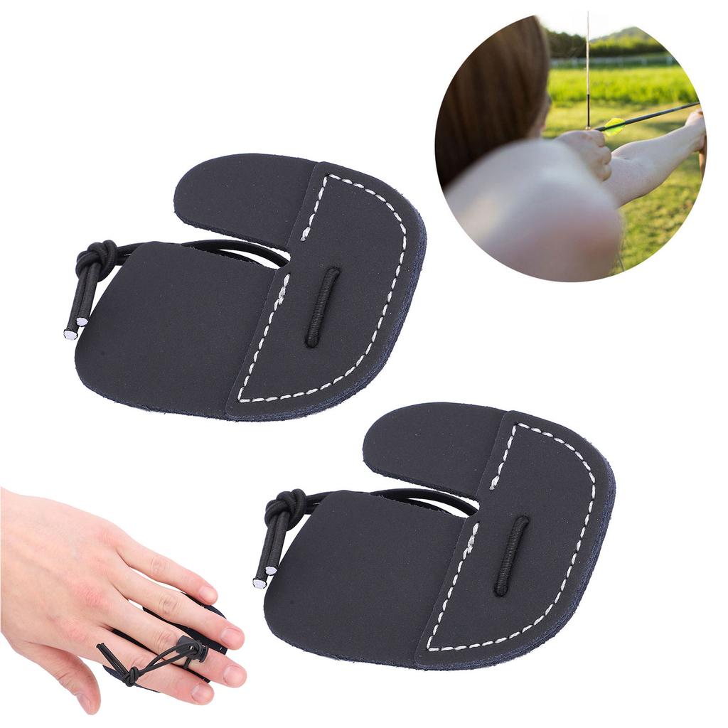 2Pcs 3 Finger Archery Tab Hand Portable Soft Faux Leather Glove Protector Accessories