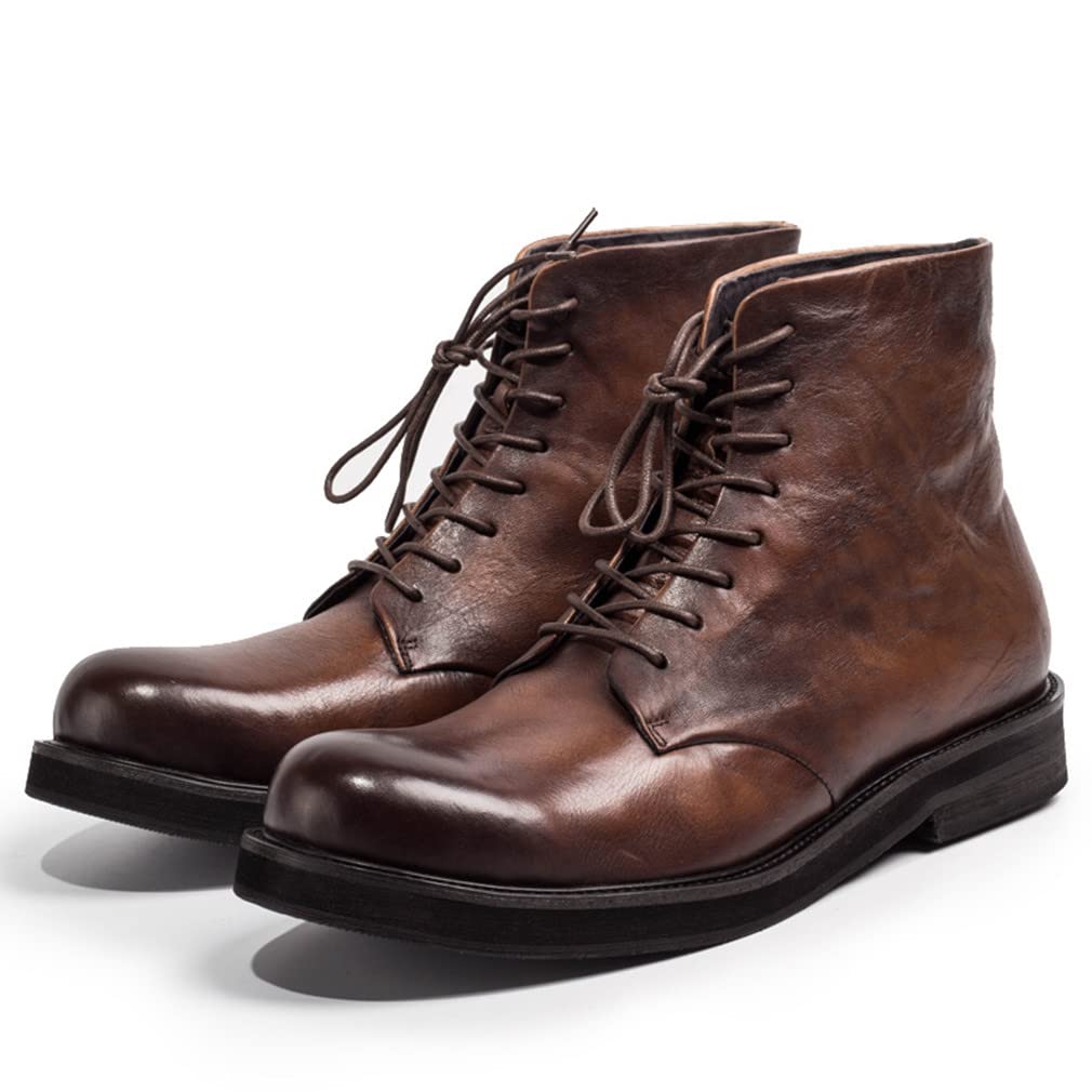 

Кожаные ботинки CHEJI [Размер 26.0–26.5 см / Цвет Коричневый] (На шнуровке, до щиколотки, мужской)