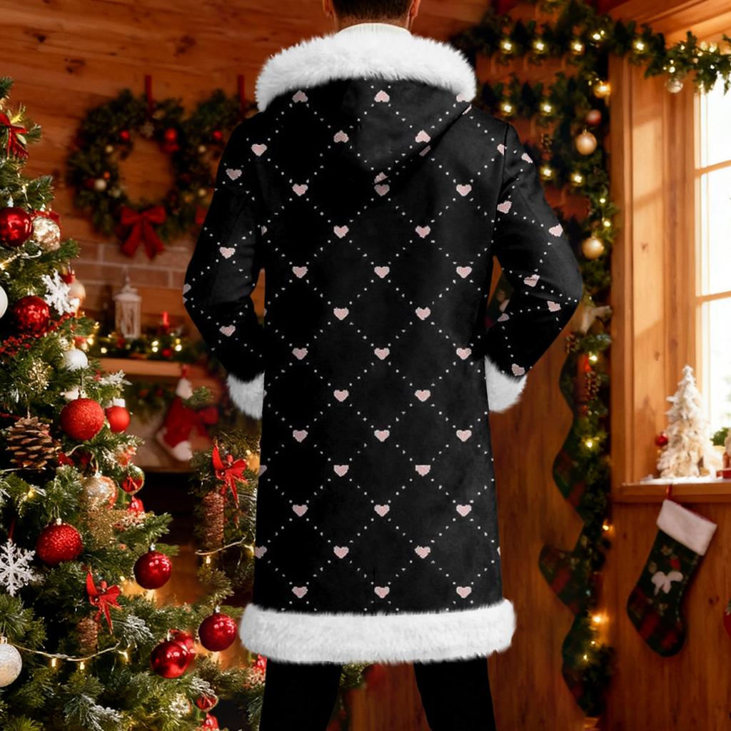 Herrkofta med huva, lång varm kappa