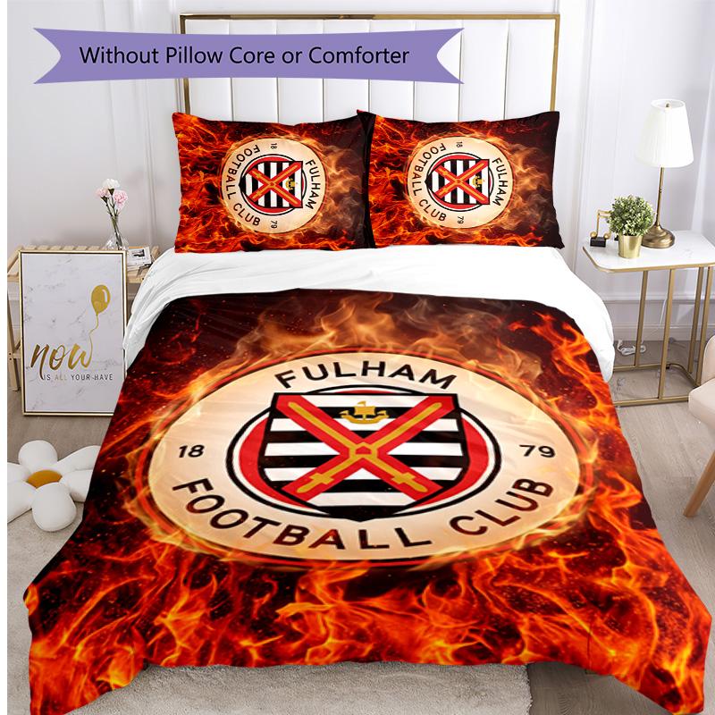 Set Lenzuola Fulham Calcio Stampato 3 Pezzi, Comodo Set Copripiumino per Camera da Letto Amico della Pelle