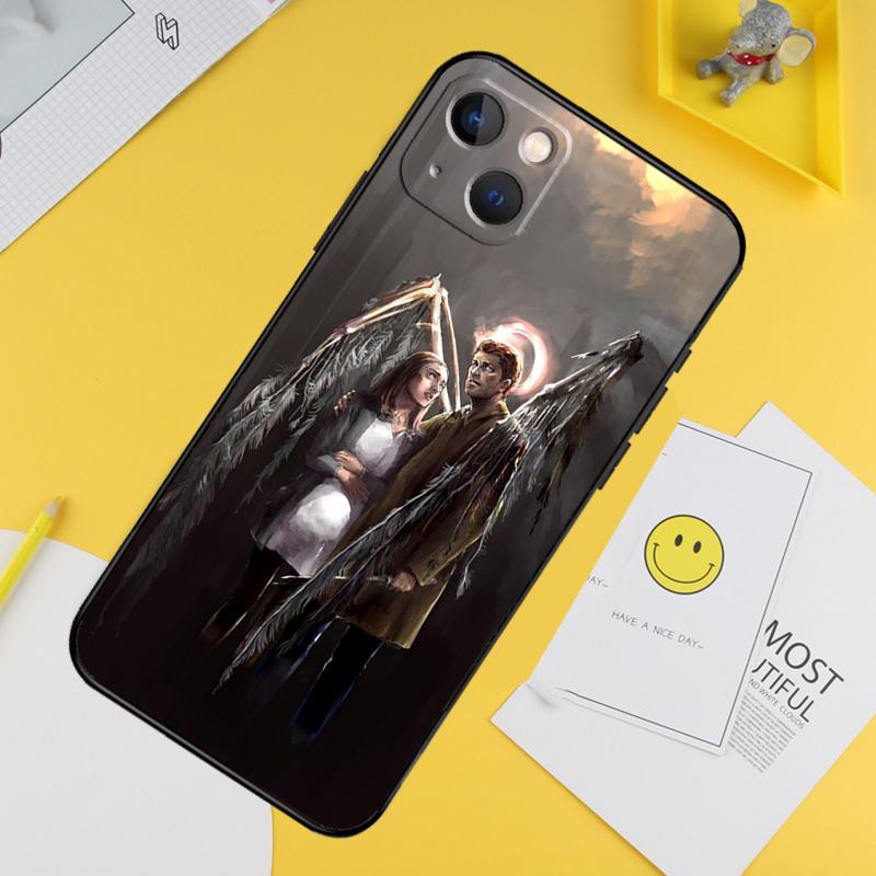 Supernatural Castiel Phone Case For iPhone 16 15 Pro Max 11 12 13 14 Pro Max Mini XR 16 15 Plus 16e Cover Shell