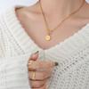 18K Gold-Plated Hip Hop OT Buckle Round Pendant Clavicle Necklace P101