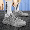 Men White Sneakers Summer Breathable Fly Weave Mesh Sports Running Shoes Lightweight Comfortable Fashion Cross Tied Casual Shoes