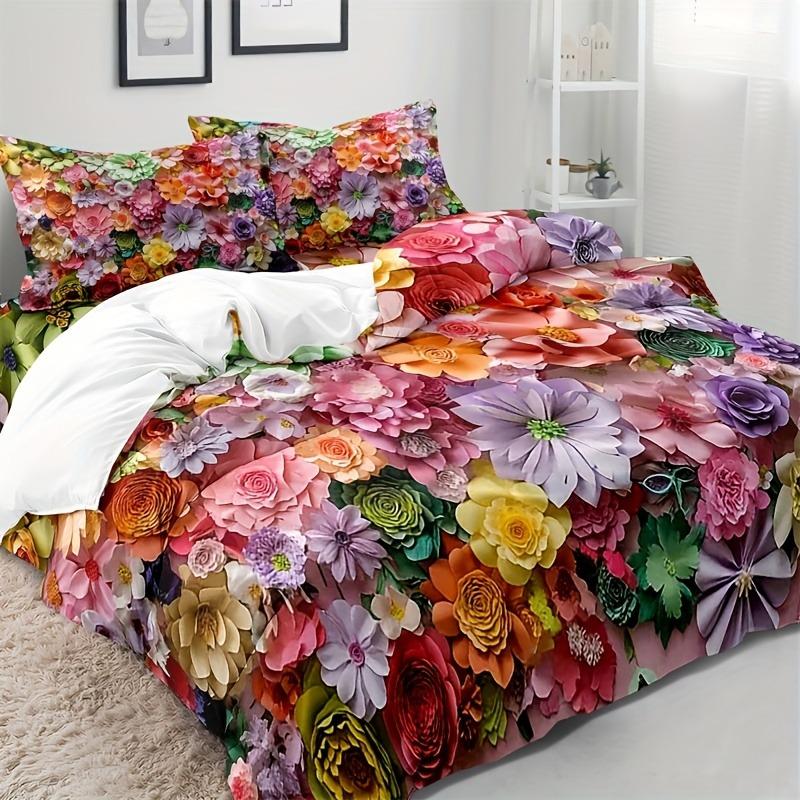 Floral Bedding Set Plants Duvet Cover Set Quilt Cover With Pillowcase For Bedroom Decor Birthday Gift Halloween Christmas Gift