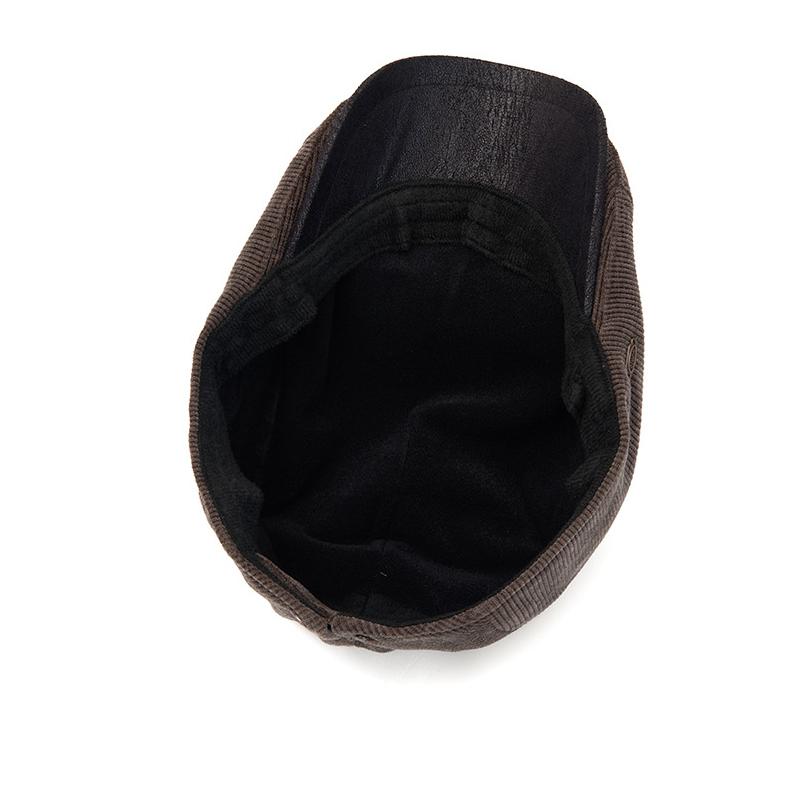 Men's Beret Autumn Winter Velvet Warm Cap British Vintage Corduroy Forward Cap Painter's Hat