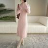 Half Turtleneck Sweater Dress for Women In Autumn and Winter Knee-length Sweater Long Dress Solid-colored Pullover Warm High-neck Knitted Dress