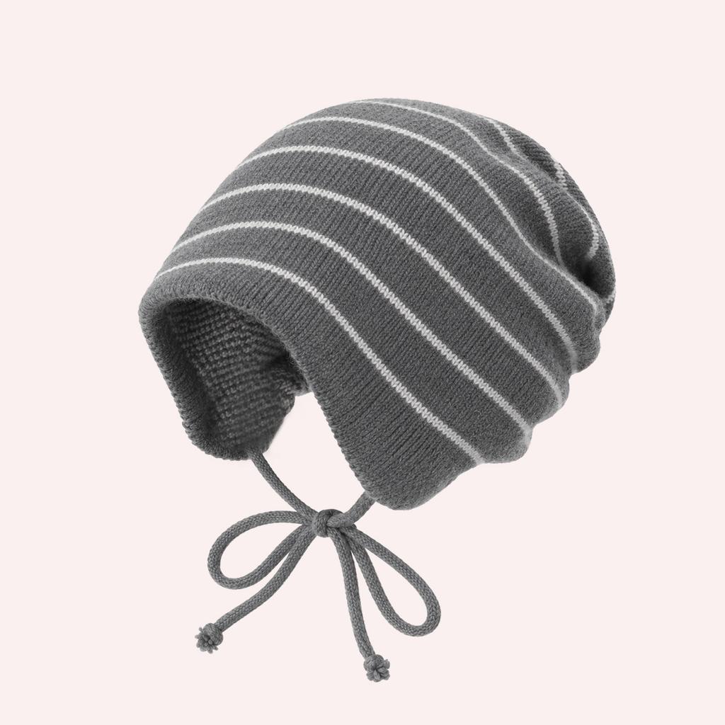 Autumn and winter versatile warm color matching knitted hats men's and women's confinement hats casual striped color matching cold hats stacking hats