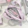 Pink Plaid Polka Dot Pencil Case Large Capacity Multi-Layer Pen Pouch for Middle School Girls Handheld Stationery Organizer