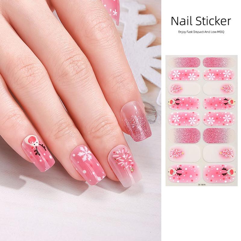 Christmas Series Full Cover Nail Stickers Snowflake Nail Decal Women Self Adhesive Manicure Designer Nail Art Sticker Decoration