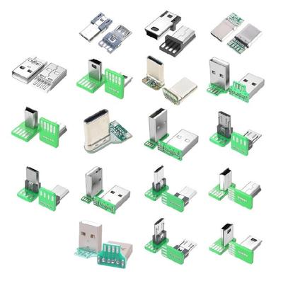 Connettore Presa USB 2.0 USB 4 Pin/Tipo C 5 Pin Montaggio su PCB Presa Inserimento Dritto Connettore PCB Adattatore di Ricambio per Riparazione