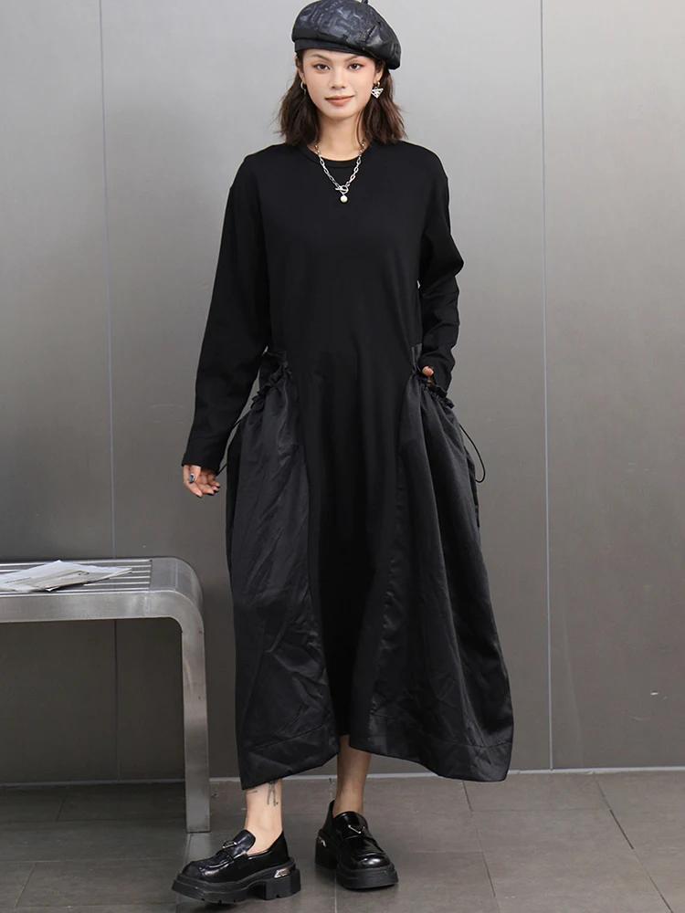 

Xitao Платье однотонное с большим карманом и сборкой GJ1092 One Size чёрный