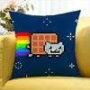 cute Rainbow Alien Nyan Cat    Various Sizes Square Pillow Case For Car Home Bedchamber Decor