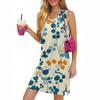 Damen Casual Fashion Sexy V-Ausschnitt Ärmelloses Kleid mit Blumendruck und Schlitz am Saum