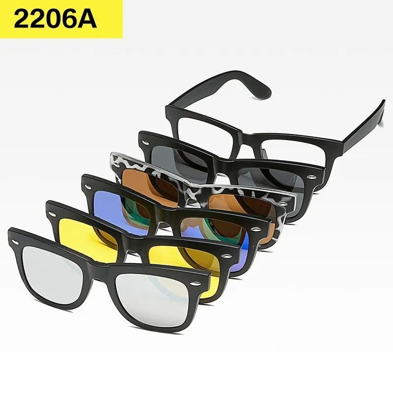 1/6 In 1 Magnetic Clip on Sunglasses for Men Women Optical Frame Sun Glasses Custom Design