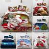 Cat Duvet Cover Merry Christmas Bedding Set Microfiber Cartoon Animal Santa Claus Comforter Cover Full For Kids Teens Room Decor