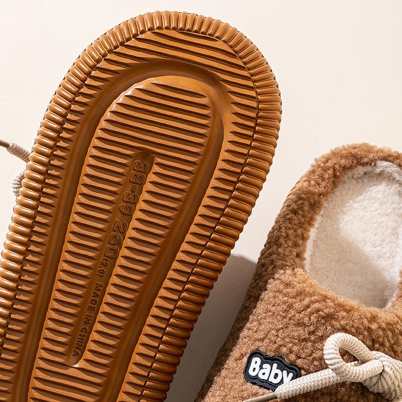 Autumn and winter cotton slippers simple and lightweight thick-soled piled warm indoor home shoes couple fluffy slippers