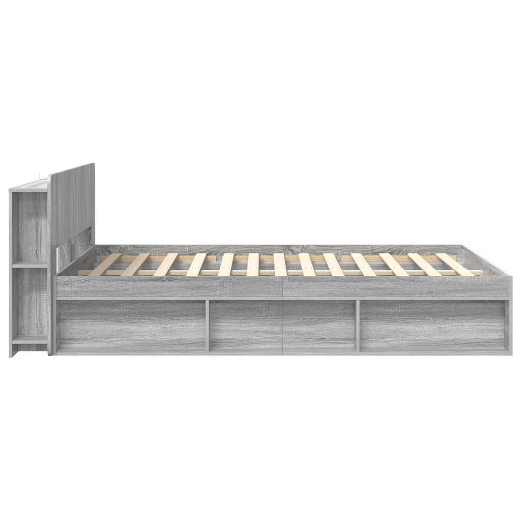 Storage Bed Frame in Grey Sonoma 150 x 200 cm Engineered Wood