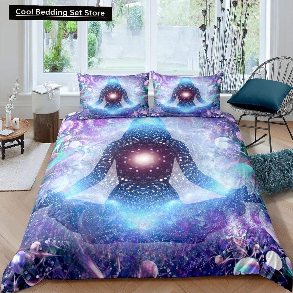 Bohemian King Queen Duvet Cover Yoga Comforter Cover Chakra Meditation Hamsa Eye Bedding Set Exotic Boho Polyester Quilt Cover
