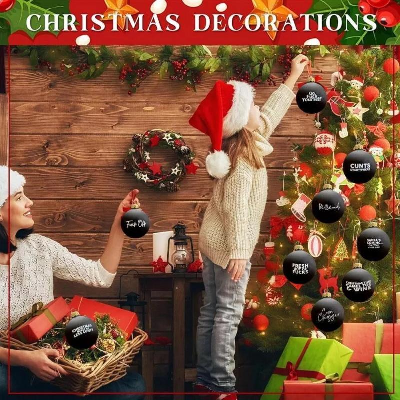Sweary Bauble Bundle - 12/1Pack, 2025 Fun Christmas Ornament Xmas Ball-Ornaments