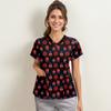 Women's Fashion V-neck Short Sleeve Workwear With Pockets Printed Tops