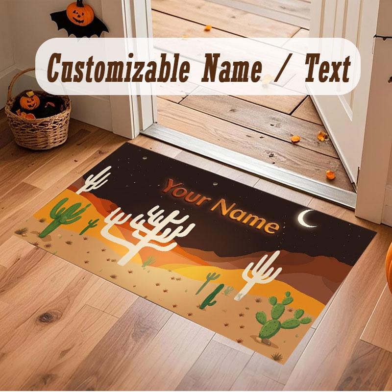 Mountain Landscape Theme Crystal Velvet Floor Rug Personalized Custom Name Text Warm Carpet Home Decoration