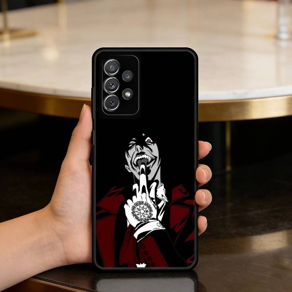 Dark Anime Hellsing Alucard Phone Case For Samsung Galaxy A73,A72,A71,A70,A53,A52,A51,Soft Silicone Black Cover