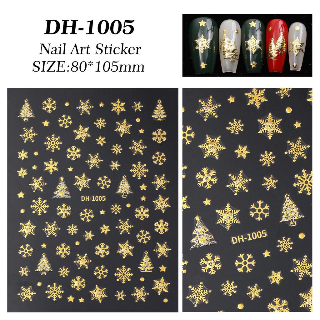 Glitter Snowman Christmas Nail Stickers - Flat Back Adhesive for DIY Nail Art