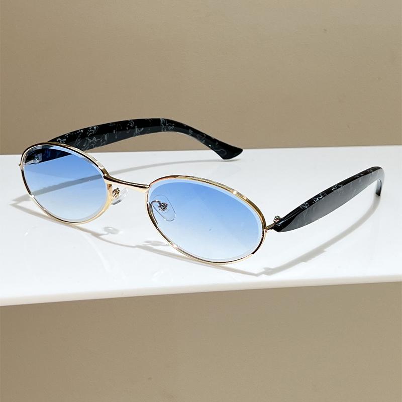 KAMMPT Oval Sunglasses Women 2026 New Vintage Metal Rim Casual Shades Trendy Stylish Retro Luxury Brand Design Decor Sun Glasses