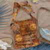 Summer Vintage Bohemian Sun Face Print Halter Neck Fitted Top