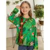 Spring and Autumn Round Neck Flower Plant Patterns 3D Printed Top Fashionable Casual Long Sleeved Children's Girl T-shirts