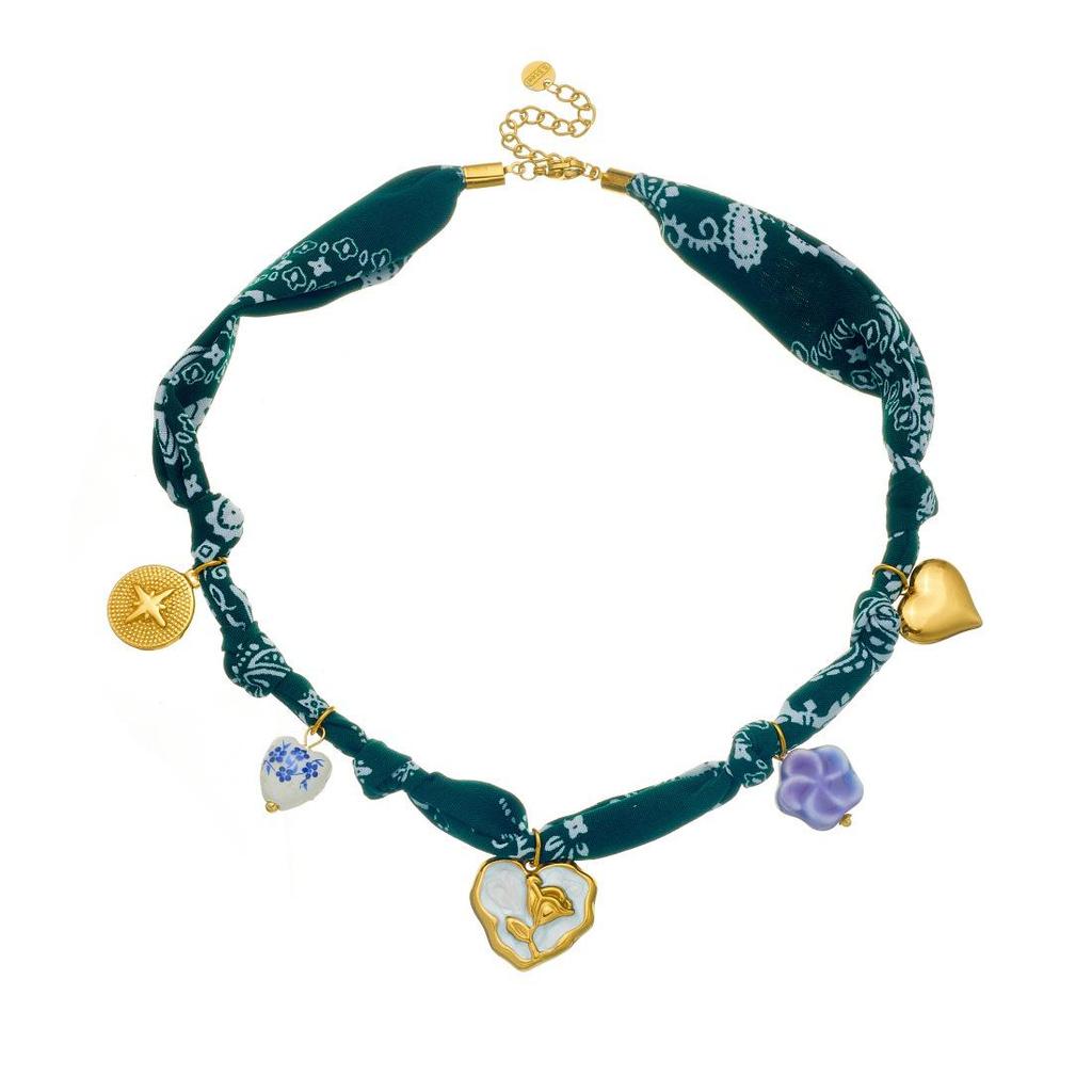 Set di Ciondoli Artistici Retro Etnici Placcati Oro Cuore Fiore Bussola