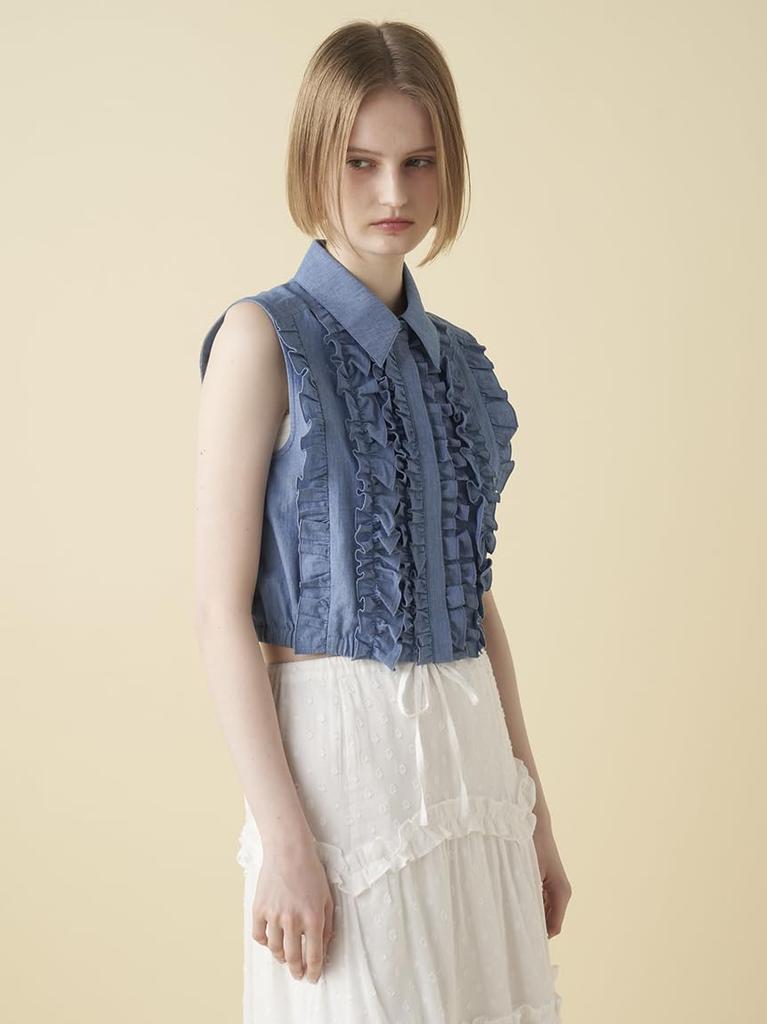 Furfur Ärmellose Rüschenbluse RWFT254021 Damen