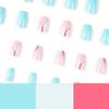 Wear nail blue and white powder splicing lines Nail art finished fake nail nail piece finished product press on nails