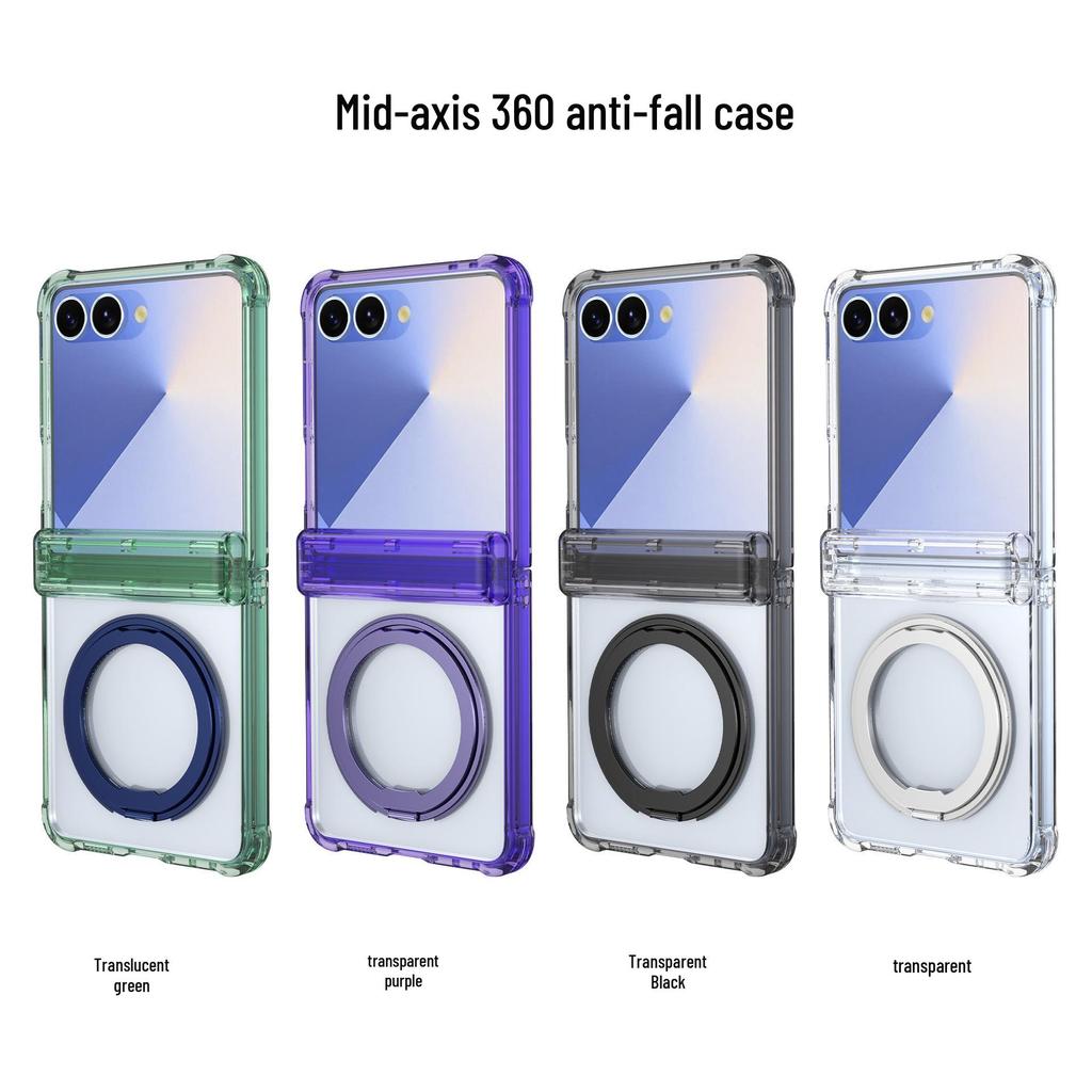 Samsung Z Flip7 FE Case: Four-Corner Drop Protection, 360° Rotating Stand, Wireless Charging Compatible for Flip6/5