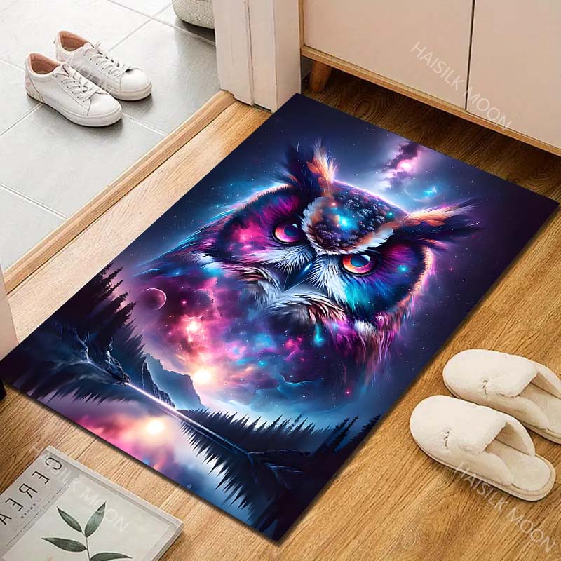 1PC cosmic owl nebula lake reflection forest Carpet for Living Room Bedroom Sofa Home Decor Rus Non-slip Floor Mat Luxury Gift