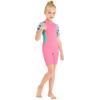 Girls Short Wetsuit One Piece Shorty Diving Swimsuit with Zipper Quick Dry Short Sleeves Surf Suit for Water Sports