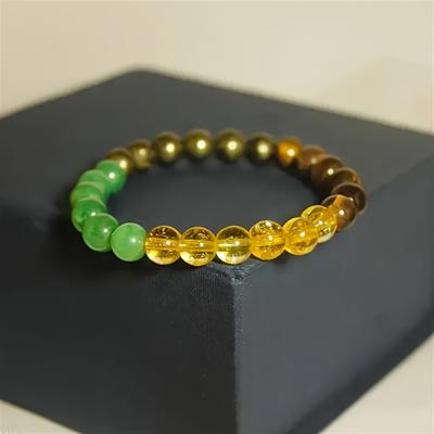 Handgefertigtes, exquisites 8 mm großes, 1 Stück grünes Dongling-Steinarmband, modischer Stil, Tigerstein, gelb, Geburtstagsgeschenk für Damen, täglich, mehrfarbige Perlen, Pendelparty