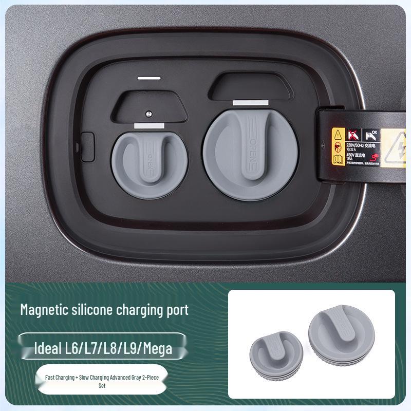 Silicone Waterproof Magnetic Charging Port Cover for Ideal L6-L9 Cars - Black Tech Accessory