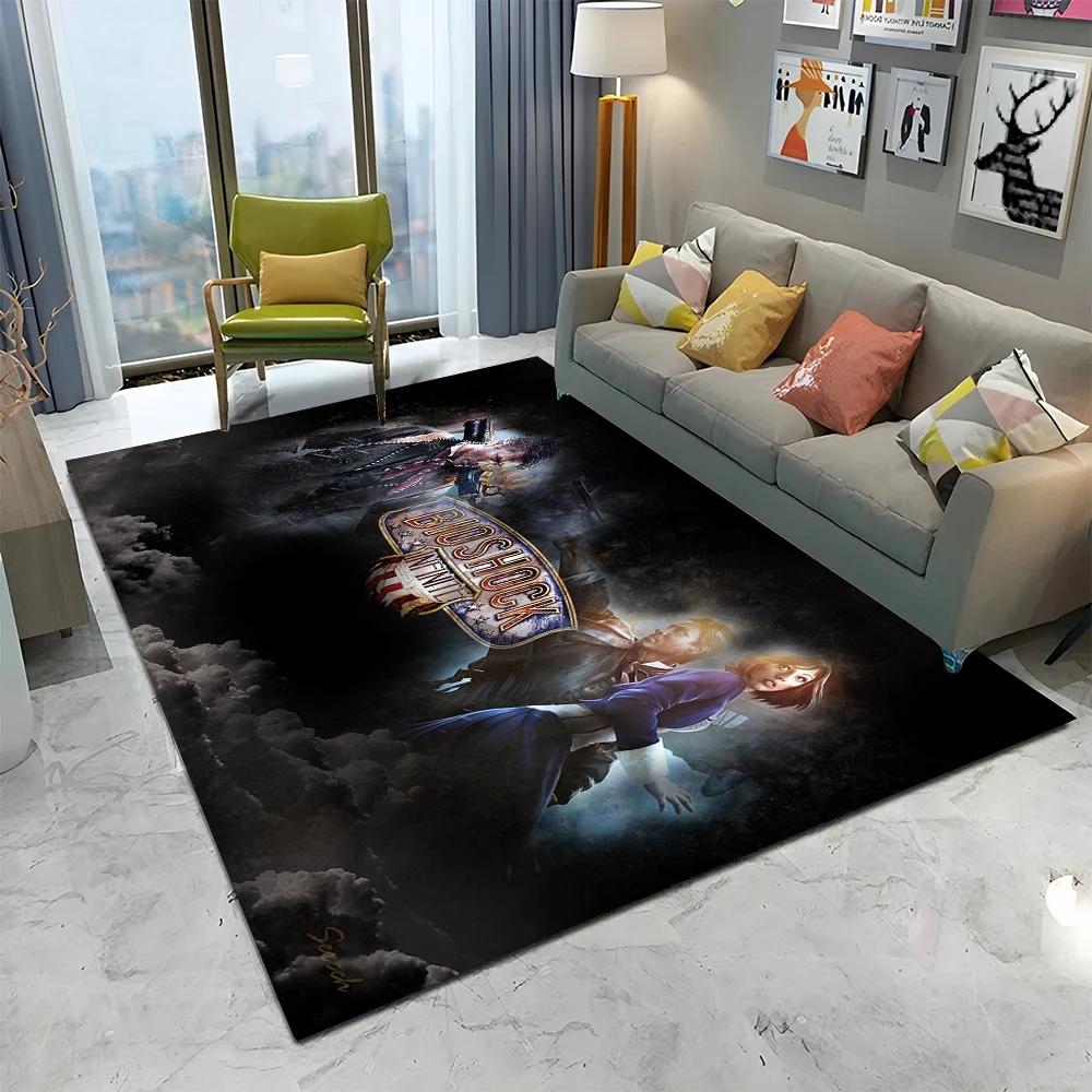3D Retro BioShock Game Gamer HD Carpet Rug for Home Living Room Bedroom Sofa Doormat Decor,kids Play Area Rug Non-slip Floor Mat